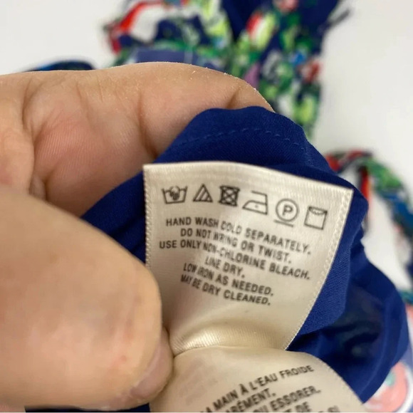 Maeve Anthropologie Womens 6P Blue Floral Midi Length Sleeveless Belted Dress - Picture 8 of 8